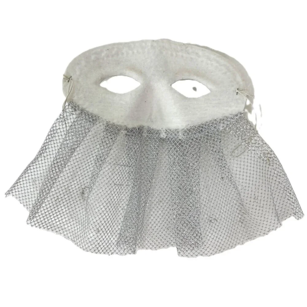 Domino style Silver Fabric Mask with netting NWT NOS